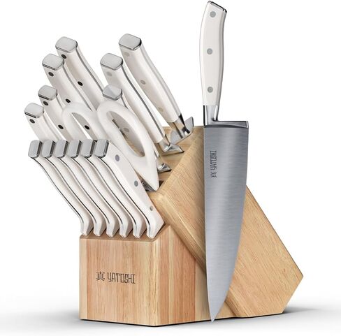 Yatoshi Professional Kitchen Knife Set, 15 Pieces, High Carbon Stainless Steel, Ergonomic Handle in Saudi Arabia