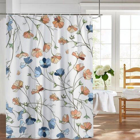 ستارة دش صيفية بنمط الكون مع خطافات، ستارة دش فنية مقاومة للماء للصيف، ستائر ممتعة للعطلات من القماش قابلة للغسل للتخييم ديكور حمام لطيف 72 × 72 بوصة in Kuwait