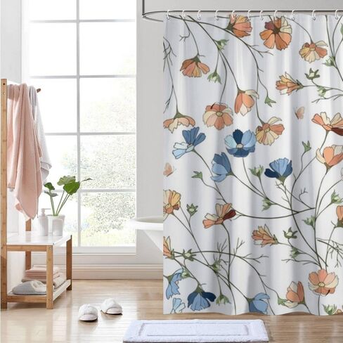 ستارة دش صيفية بنمط الكون مع خطافات، ستارة دش فنية مقاومة للماء للصيف، ستائر ممتعة للعطلات من القماش قابلة للغسل للتخييم ديكور حمام لطيف 72 × 72 بوصة in Kuwait