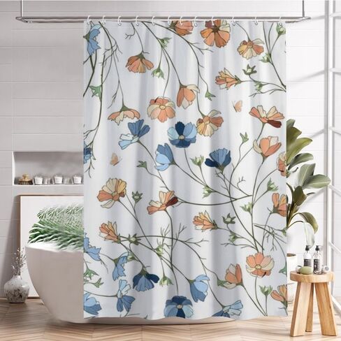 ستارة دش صيفية بنمط الكون مع خطافات، ستارة دش فنية مقاومة للماء للصيف، ستائر ممتعة للعطلات من القماش قابلة للغسل للتخييم ديكور حمام لطيف 72 × 72 بوصة in Kuwait