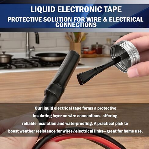 شريط كهربائي سائل 5.29 أونصة، غراء عازل سريع الجفاف، مقاوم للماء ودرجات الحرارة العالية، مطاط عازل للأسلاك السائلة مع غطاء فرشاة للأسلاك والكابلات والمعدات الكهربائية الخارجية (أسود) in Kuwait