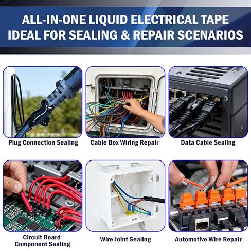 شريط كهربائي سائل 5.29 أونصة، غراء عازل سريع الجفاف، مقاوم للماء ودرجات الحرارة العالية، مطاط عازل للأسلاك السائلة مع غطاء فرشاة للأسلاك والكابلات والمعدات الكهربائية الخارجية (أسود) in Kuwait