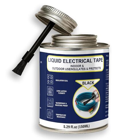 5.29OZ Liquid Electrical Tape, Black Insulating Glue with Brush Cap, Waterproof & Flexible Rubber Coating, Quick-Drying for Wires, Cables, Outdoor Electrical Connectors, Marine, Automotive Use in Saudi Arabia