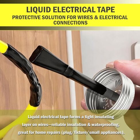 5.29OZ Liquid Electrical Tape, Black Insulating Glue with Brush Cap, Waterproof & Flexible Rubber Coating, Quick-Drying for Wires, Cables, Outdoor Electrical Connectors, Marine, Automotive Use in Saudi Arabia