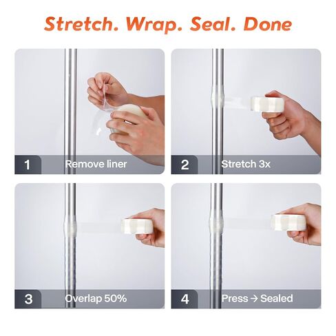 شريط سيليكون ذاتي الدمج 1 × 36 × 20 مل - شريط إصلاح مطاطي شفاف - مقاوم للماء، مقاوم للحرارة، عازل، مقاوم للمواد الكيميائية، بدون بقايا، مثالي للختم والسيارات والاستخدام الكهربائي والخارجي in Kuwait