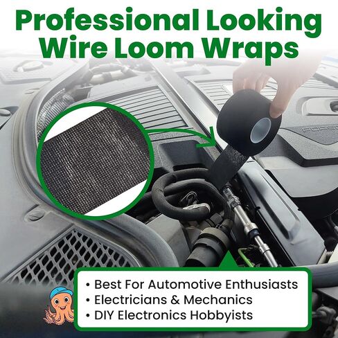 Wire Harness Cloth Electrical Tape, 2 Inch x 50 FT (5 Rolls), Automotive Wire Loom Heat Wrap Tape - Fabric Felt Cloth Wiring Harness Tapes, Heat Resistant for Car Engine, Wires, Electrical Wiring in Kuwait