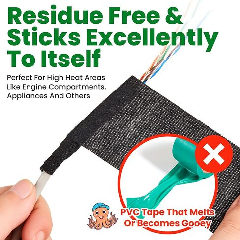 Wire Harness Cloth Electrical Tape, 2 Inch x 50 FT (5 Rolls), Automotive Wire Loom Heat Wrap Tape - Fabric Felt Cloth Wiring Harness Tapes, Heat Resistant for Car Engine, Wires, Electrical Wiring in Kuwait