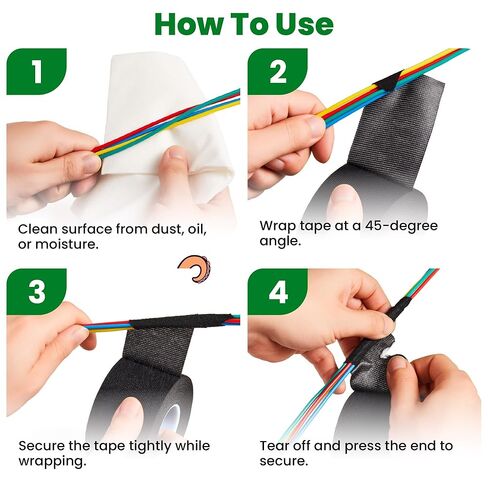 Wire Harness Cloth Electrical Tape, 2 Inch x 50 FT (5 Rolls), Automotive Wire Loom Heat Wrap Tape - Fabric Felt Cloth Wiring Harness Tapes, Heat Resistant for Car Engine, Wires, Electrical Wiring in Kuwait