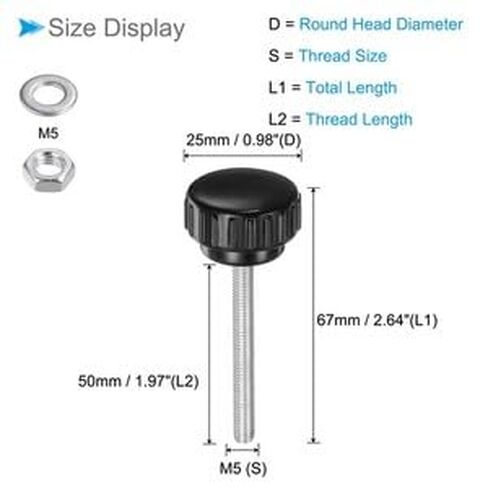 #US Thumb Knurled Knobs Set M5 x 50mm Clamping Screw Nuts Washers Kit 4 Set in Saudi Arabia