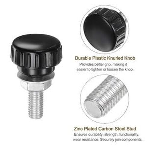 #US 4 Sets Knurled Knobs with Nuts Washers M8 x 25mm Carbon Steel Stud 25mm Head in Saudi Arabia