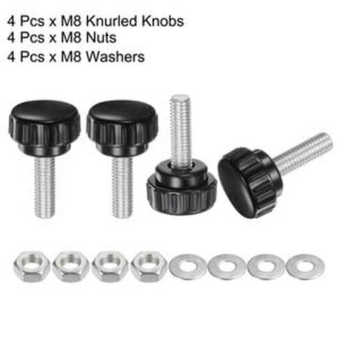 #US 4 Sets Knurled Knobs with Nuts Washers M8 x 25mm Carbon Steel Stud 25mm Head in Saudi Arabia