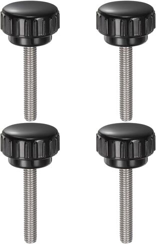 4pcs Knurled Clamping Knobs M6 x 35mm Metric 304 Stainless Steel Male Thread Thumb Screw on Type 25mm Plastic Round Head Threaded Hand Bolt Stud Knobs Black in Saudi Arabia