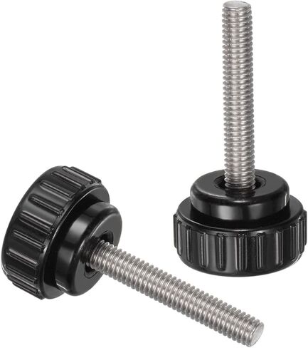4pcs Knurled Clamping Knobs M6 x 35mm Metric 304 Stainless Steel Male Thread Thumb Screw on Type 25mm Plastic Round Head Threaded Hand Bolt Stud Knobs Black in Saudi Arabia