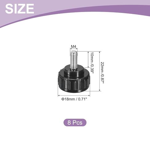 Generic 8 قطع M4 × 10 مم مقابض تثبيت مخرشة، 304 من الفولاذ المقاوم للصدأ وبلاستيك ABS، أسود، طراز حديث، مستدير، مسمار، قطر 18 مم، ارتفاع 22 مم، 8 قطع in Saudi Arabia