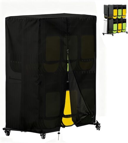 Folding Chair Rack Cover, 420D Waterproof Folding Rolling Cart Chair Storage Rack Cover - 84 Chairs Capacity, With 2 Buckles & Drawstring, 72"L x 35"W x 73"H, Black in Kuwait