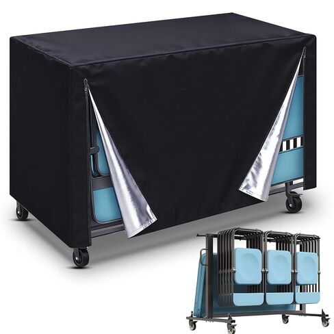 Folding Chair Rack Cover - Heavy-Duty 72" x 37" x 72" Waterproof Metal Storage Cover, Oxford Fabric with Elastic Hem & Vent, Black in Saudi Arabia