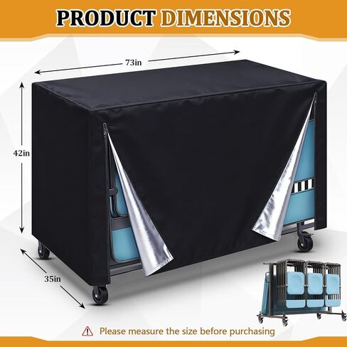Folding Chair Rack Cover - Heavy-Duty 72" x 37" x 72" Waterproof Metal Storage Cover, Oxford Fabric with Elastic Hem & Vent, Black in Saudi Arabia