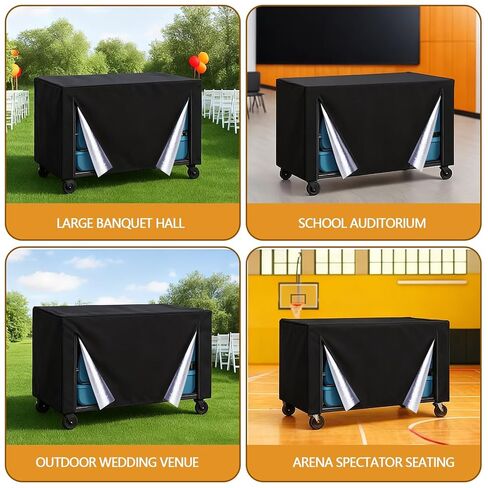 Folding Chair Rack Cover - Heavy-Duty 72" x 37" x 72" Waterproof Metal Storage Cover, Oxford Fabric with Elastic Hem & Vent, Black in Saudi Arabia