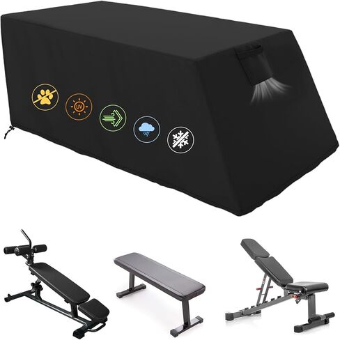 Sit-up Board Cover, 60"Lx18"Wx21"H, Heavy Duty Waterproof Weight Bench Cover, Features a bottom drawstring, handles and ventilation opening, Fits for Universal Weight Chair, Black in Kuwait