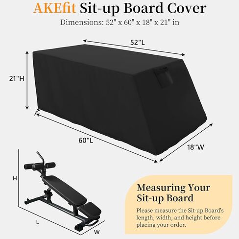 Sit-up Board Cover, 60"Lx18"Wx21"H, Heavy Duty Waterproof Weight Bench Cover, Features a bottom drawstring, handles and ventilation opening, Fits for Universal Weight Chair, Black in Kuwait