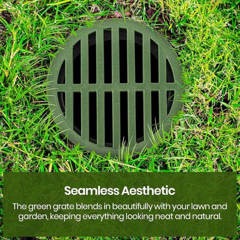 (2 Pack) Calvana 4" Plastic Round Drainage Grate Cover, Fits 4" Pipes, Prevents Debris, Ideal for Lawns, Patios, and Walkways, Durable UV-Resistant Plastic, Easy Installation, Green in Kuwait