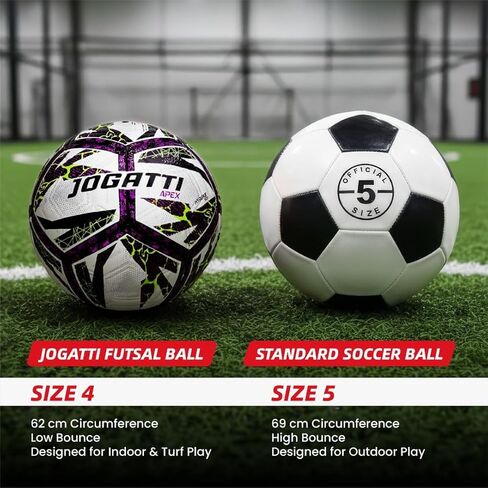 Apex Hybrid Futsal Ball – Professional Match Quality Indoor Soccer Ball Size 4-12 Embossed Panels, Textured PU Surface for Enhanced Grip & Control, Butyl Bladder, Multi-Layered Backing in Saudi Arabia