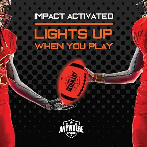 Anywhere Sports Pro Glow Light-Up Football with USB Rechargeable LED Lights, Junior 6 Inch No. 6 Size, Impact Activated Glow, Indoor Outdoor Waterproof Rubber Kids Football in Kuwait