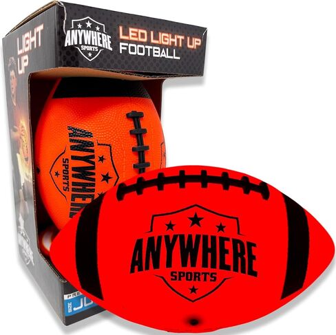 Anywhere Sports Pro Glow Light-Up Football with USB Rechargeable LED Lights, Junior 6 Inch No. 6 Size, Impact Activated Glow, Indoor Outdoor Waterproof Rubber Kids Football in Kuwait