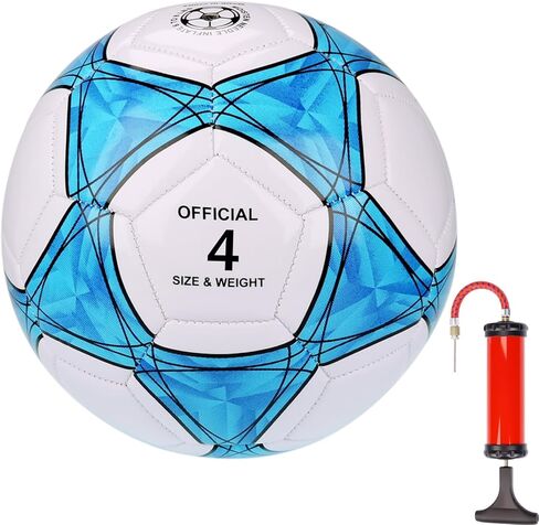 كرة قدم سميكة مع مضخة - مقاسات 3/4/5 للأطفال والشباب والكبار - كرة قدم متينة من جلد البولي يوريثان مقاومة للانفجار للتدريب والمباريات، مخيطة آليًا in Kuwait