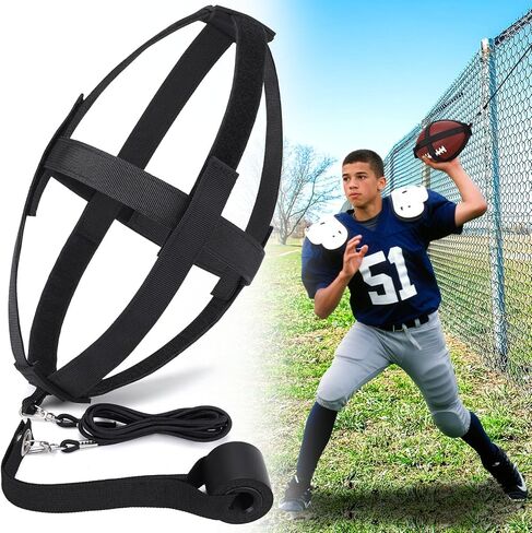 TOBWOLF American Football Throw Trainer, Youth Football Practice Equipment Improve Throwing & Catching, Pass Back Trainer Football Net Indoors/Outdoors Fit Official Size in Saudi Arabia