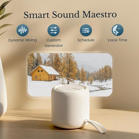 White Noise Sound Machine & Alarm Clock: Color Noises and Custom Soundscapes, App Control, Sleep Schedule, Multiple Alarms, 100 Volume Levels, Built-in Battery in Saudi Arabia