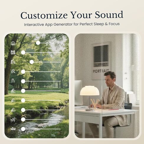 White Noise Sound Machine & Alarm Clock: Color Noises and Custom Soundscapes, App Control, Sleep Schedule, Multiple Alarms, 100 Volume Levels, Built-in Battery in Saudi Arabia