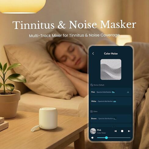 White Noise Sound Machine & Alarm Clock: Color Noises and Custom Soundscapes, App Control, Sleep Schedule, Multiple Alarms, 100 Volume Levels, Built-in Battery in Saudi Arabia