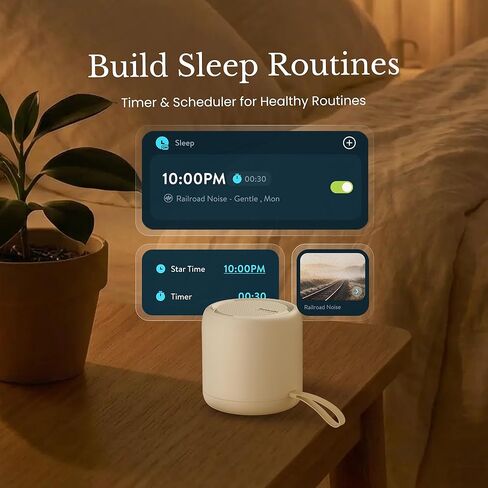 White Noise Sound Machine & Alarm Clock: Color Noises and Custom Soundscapes, App Control, Sleep Schedule, Multiple Alarms, 100 Volume Levels, Built-in Battery in Saudi Arabia