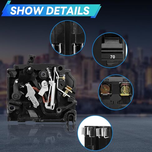 قاطع دائرة QO270CP 70 أمبير ثنائي القطب - متوافق مع مراكز تحميل SD QO، وCSED، ولوحات لوحة NQOD، بتصنيف 120/240 فولت تيار متردد، 10 كيلو أمبير، حامل توصيل، مؤشر Visi-Trip in Saudi Arabia