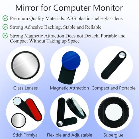 قابل للتعديل شاشة الكمبيوتر مرآة الرؤية الخلفية مكتب كليب على الأمن مرآة محدبة عصا على حجرة المكتب مع قوس in Kuwait