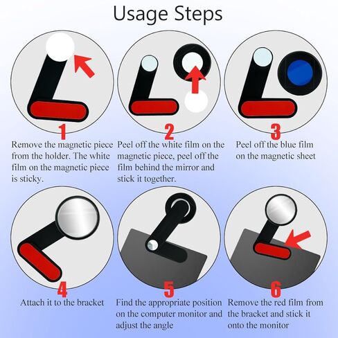 قابل للتعديل شاشة الكمبيوتر مرآة الرؤية الخلفية مكتب كليب على الأمن مرآة محدبة عصا على حجرة المكتب مع قوس in Kuwait