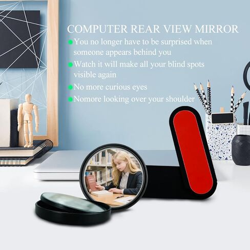 قابل للتعديل شاشة الكمبيوتر مرآة الرؤية الخلفية مكتب كليب على الأمن مرآة محدبة عصا على حجرة المكتب مع قوس in Kuwait