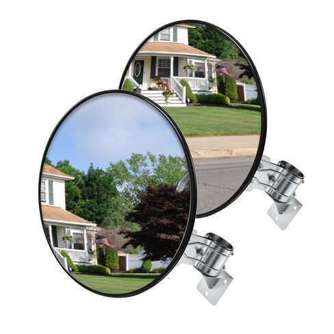 2PCS 30" Convex Traffic Mirror, Curved Safety Traffic Road Driveway Mirror with Rear Clamp and Mounting Accessories, Driveway Security Mirrors for Garage, Retail Stores, Warehouses in Kuwait