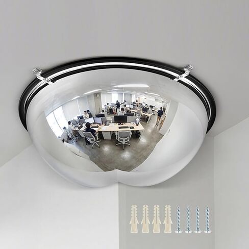 Sintuff 1 Pcs 18'' 270 Degree Corner Dome Mirror, Impact-Resistant Acrylic Corner Dome, High Viewing Angle, Security and Safety Mirror for Blindspot in Saudi Arabia