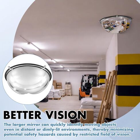 Sintuff 1 Pcs 18'' 270 Degree Corner Dome Mirror, Impact-Resistant Acrylic Corner Dome, High Viewing Angle, Security and Safety Mirror for Blindspot in Saudi Arabia