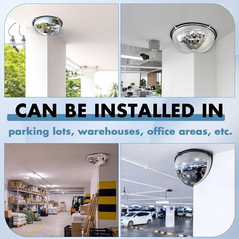 Sintuff 1 Pcs 18'' 270 Degree Corner Dome Mirror, Impact-Resistant Acrylic Corner Dome, High Viewing Angle, Security and Safety Mirror for Blindspot in Saudi Arabia