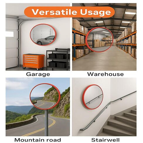 24" Safety Convex Mirror for Blind Spots – Traffic Mirror for Indoor/Outdoor Use, Corner Mirrors for Parking, Security, Business, Garage, Warehouse, and Office in Saudi Arabia