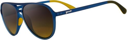 goodr Frequent Skymall Shoppers Polarized Aviator Sunglasses, Large Sized (Mach G), Navy Frame with Amber Gradient Lens, Dark to Light Tint, UV400 Protection, No Slip, No Bounce in Saudi Arabia