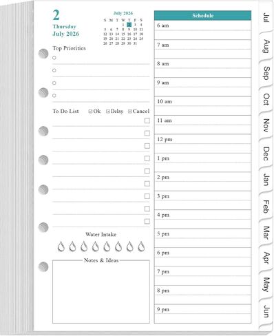 2025-2026 تعبئة مخطط-2-DISC Dissbound صفحة واحدة يوميًا يوميًا ＆ مخطط شهري ، يمتد من يوليو 2025 إلى يونيو 2026 ، مع إعطاء الأولوية ، قائمة المهام ، الملاحظات ، جدول المواعيد ، حجم المبتدئين ، 5.8 "× 8.3" in Kuwait