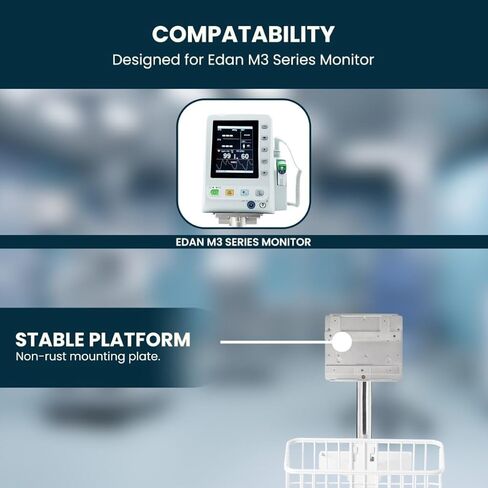 Rolling Stand for Edan M3 Series Vital Signs Monitor, (Monitor NOT Included), Blood Pressure Cuff Basket, Adjustable Pole, and Cord Organizer in Kuwait