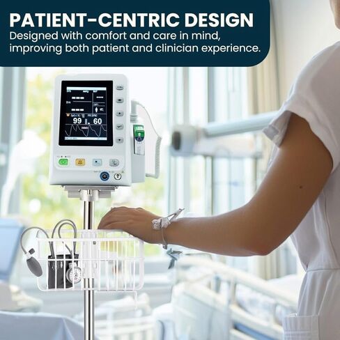 Rolling Stand for Edan M3 Series Vital Signs Monitor, (Monitor NOT Included), Blood Pressure Cuff Basket, Adjustable Pole, and Cord Organizer in Kuwait