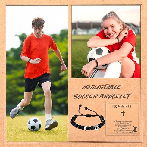 12 Set Soccer Basketball Baseball Bracelets, Adjustable Sport Beaded Bracelets with Inspirational Card for Team Fan Player Birthday Gifts Game Day Sport Party Favor Men Women in Saudi Arabia