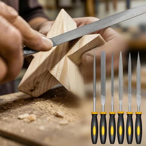 Metal File Set, 6 Piece Carbon Steel Hand Files with Dual Color Plastic Handles Needle File Rasp Set for Metal Plastic Surface Shaping in Saudi Arabia