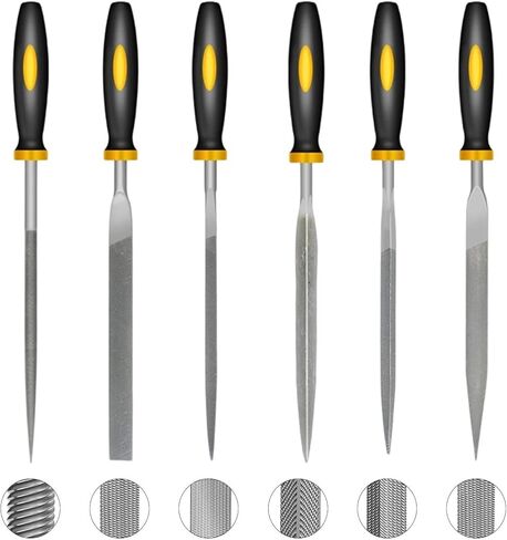 Metal File Set, 6 Piece Carbon Steel Hand Files with Dual Color Plastic Handles Needle File Rasp Set for Metal Plastic Surface Shaping in Saudi Arabia